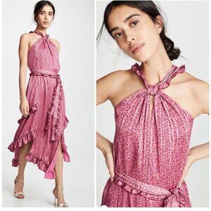 10 Crosby Derek Lam Pink Floral Asymmetrical Halter Dress Size 0